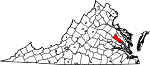 Map of Virginia highlighting King William County